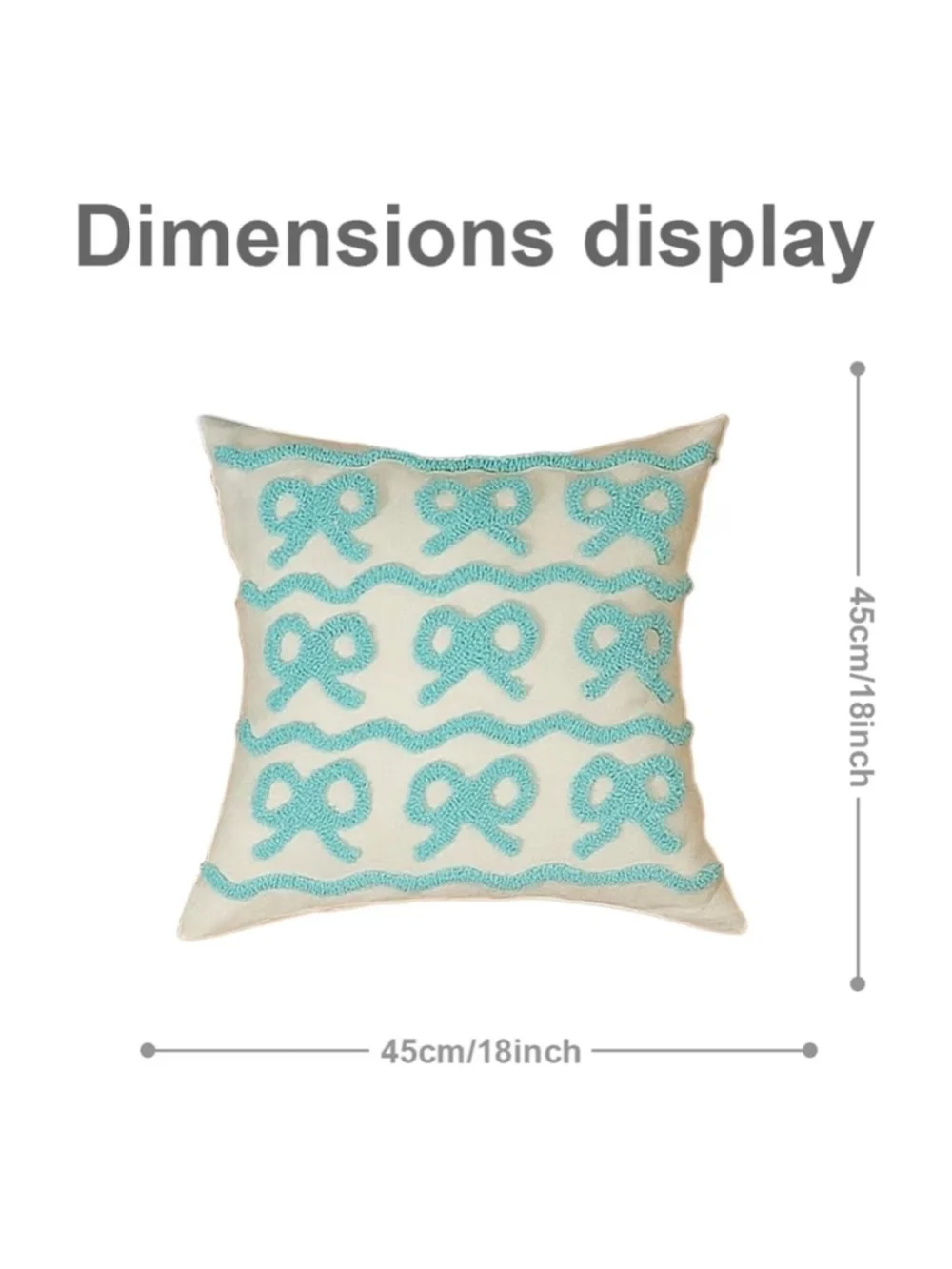 NEW Set of 2 Blue Bow Soft Pillow Covers 18”